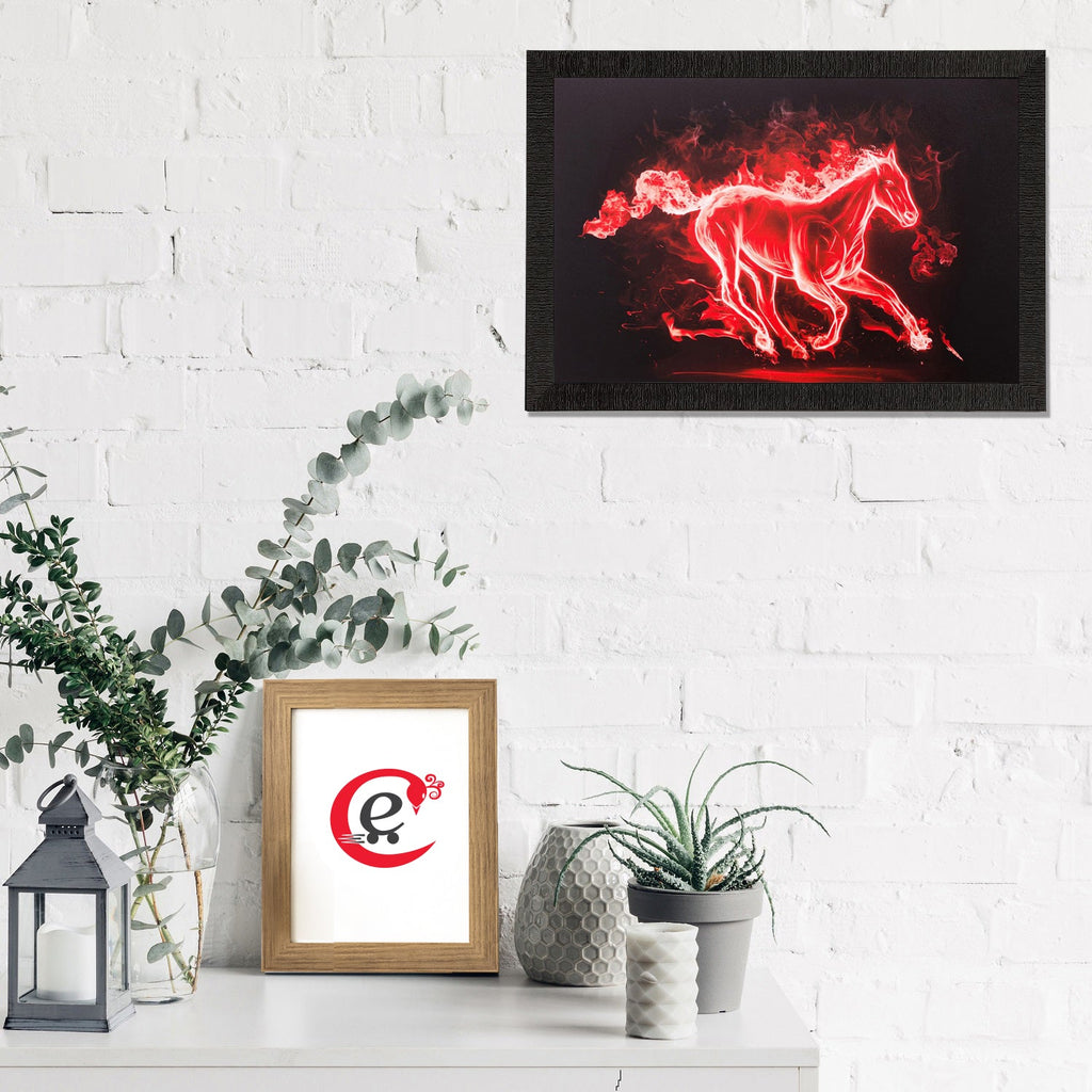 Red Flamed Horse Matt Textured UV Art Painting Kafalo