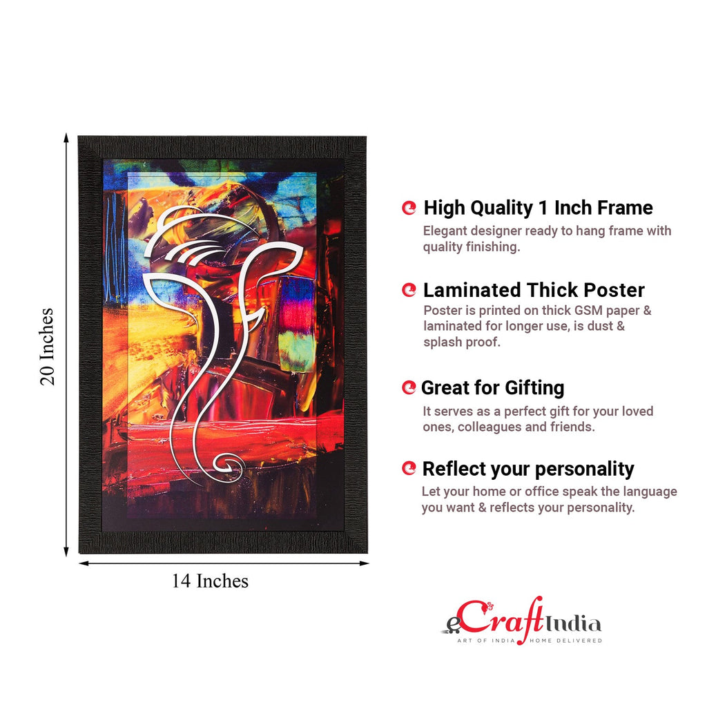 Lord Ganesha Painting Digital Printed Abstract Religious Wall Art Kafalo