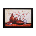 Brown Vases and Leaves Matt Textured UV Art Painting Kafalo