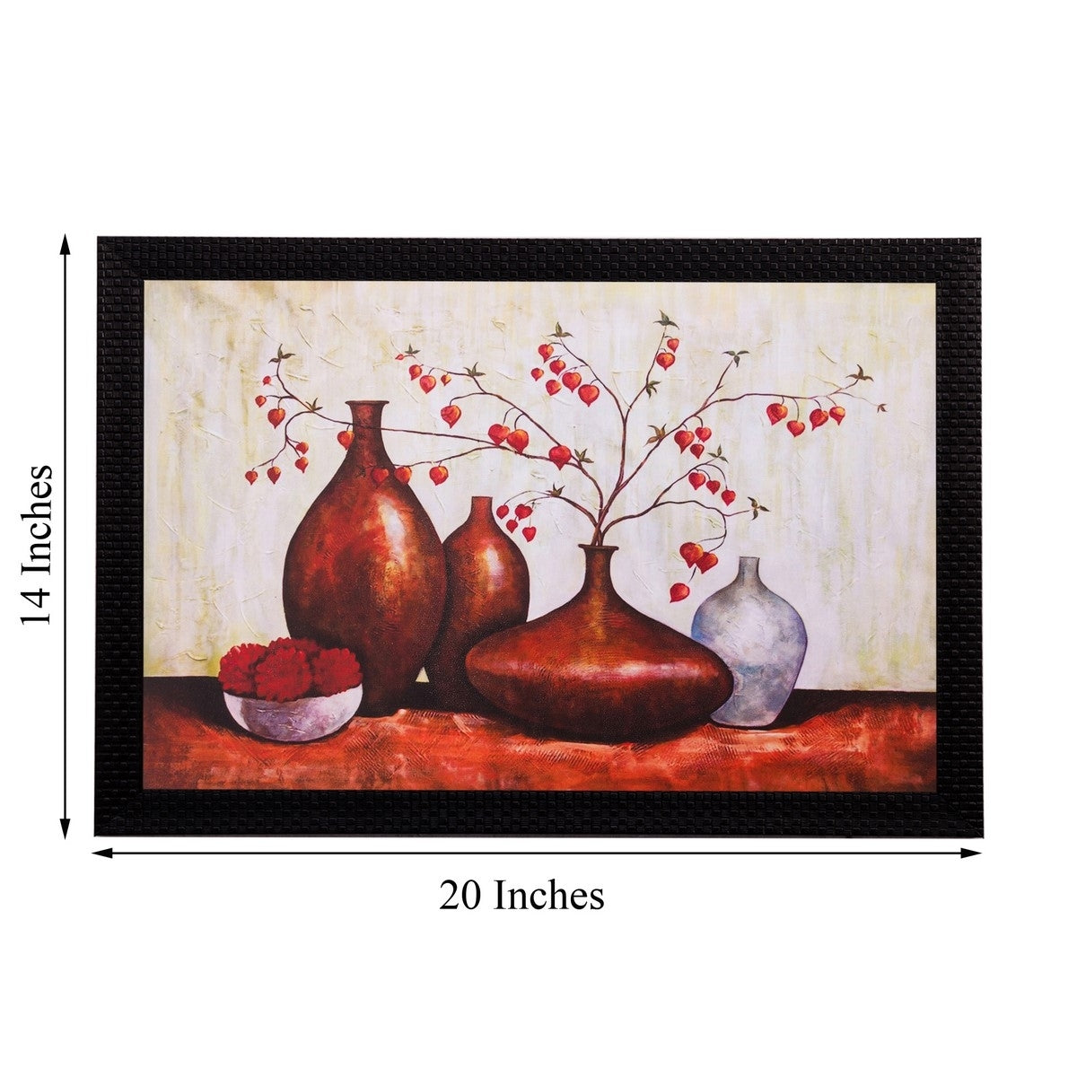Brown Vases and Leaves Matt Textured UV Art Painting Kafalo
