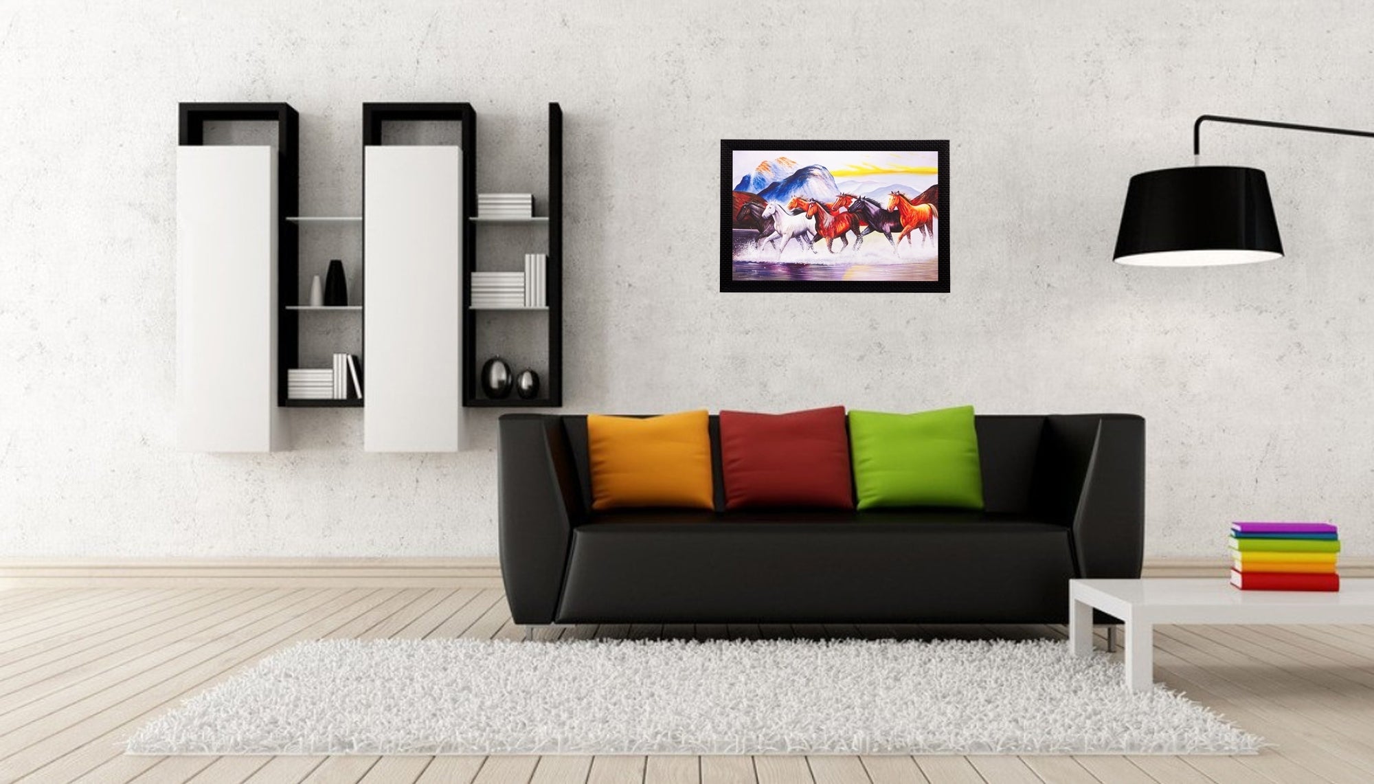 Lucky Running Horses Under Water Matt Textured UV Art Painting Kafalo