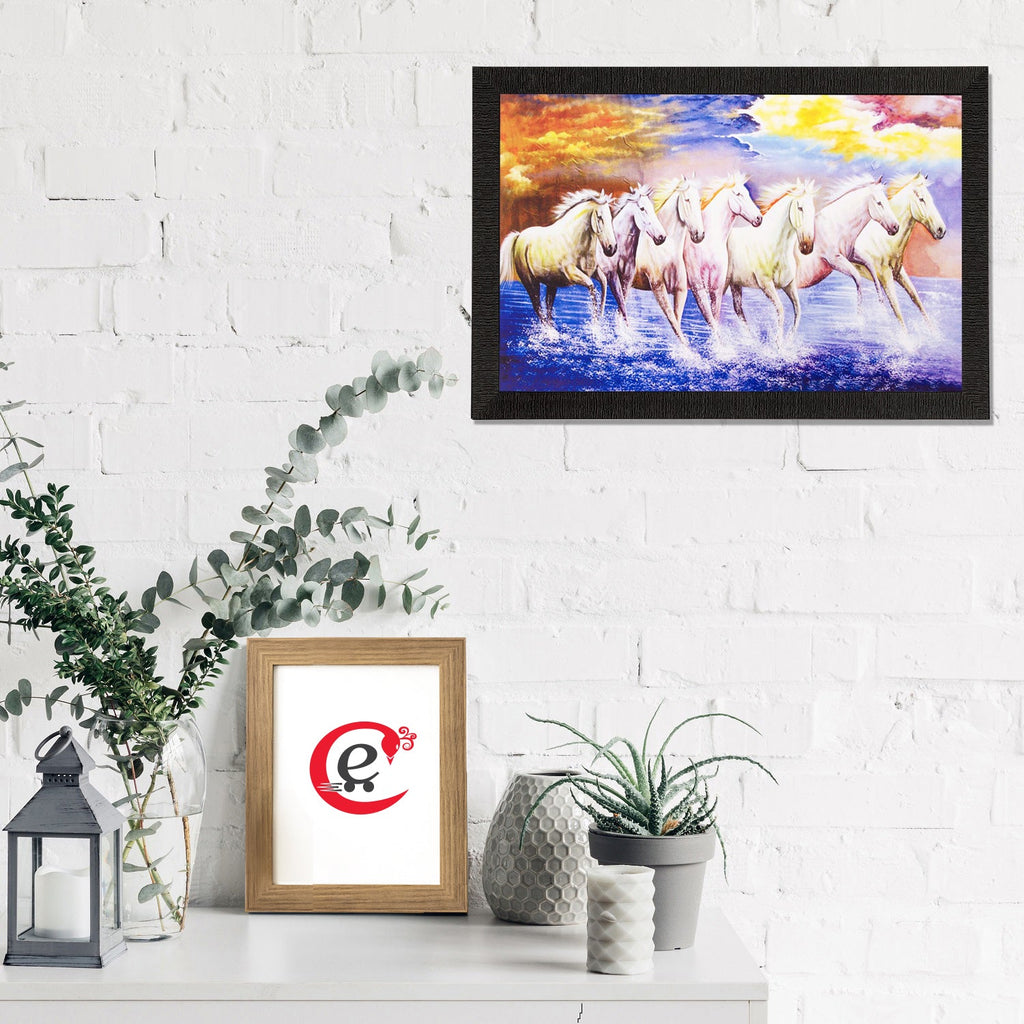 Lucky White Running Horses Matt Textured UV Art Painting Kafalo