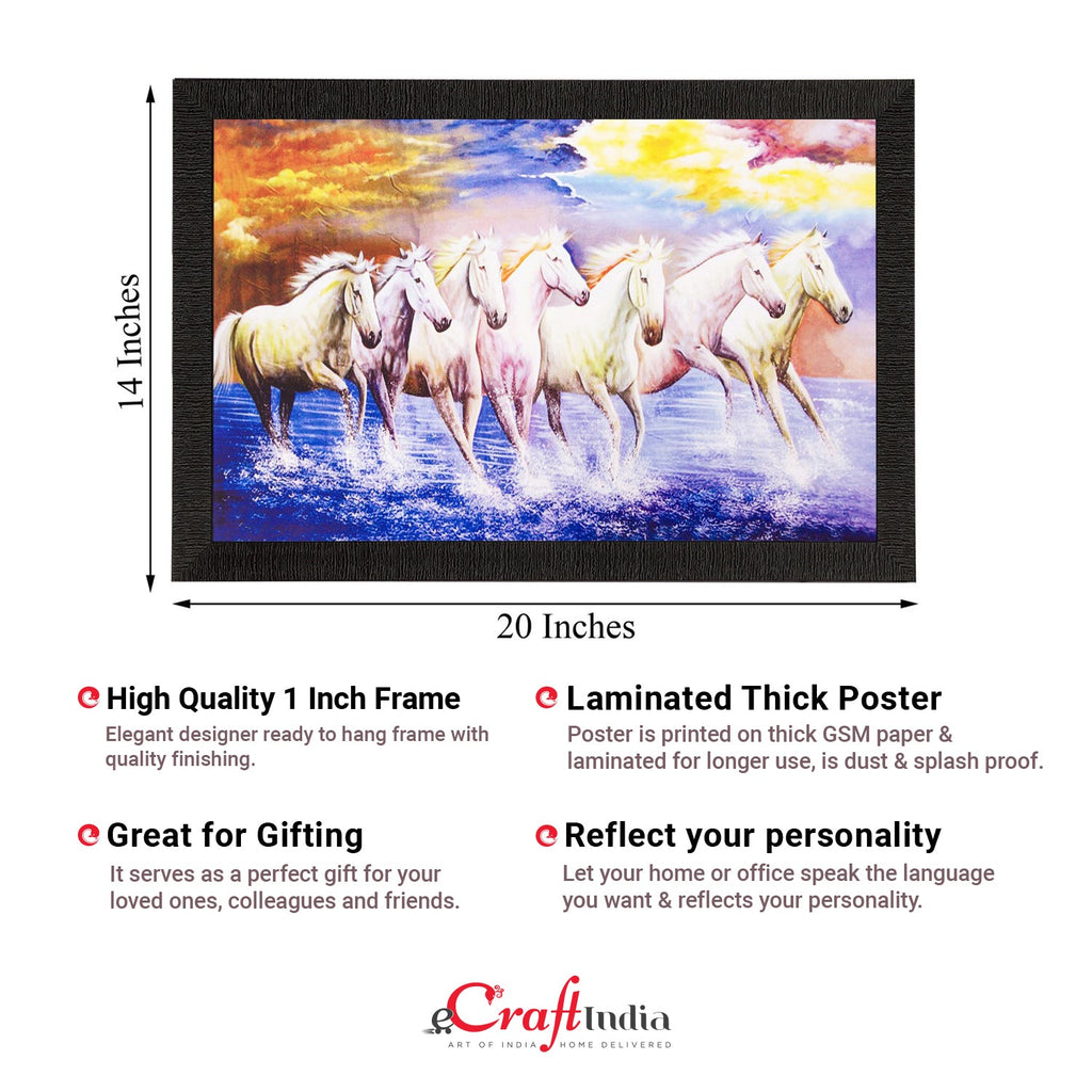 Lucky White Running Horses Matt Textured UV Art Painting Kafalo