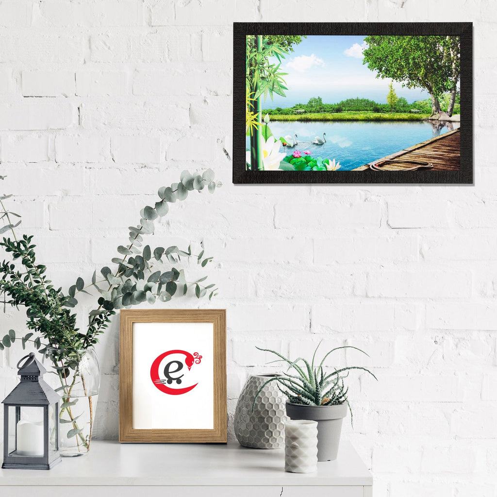 Scenic Water and Trees Matt Textured UV Art Painting Kafalo