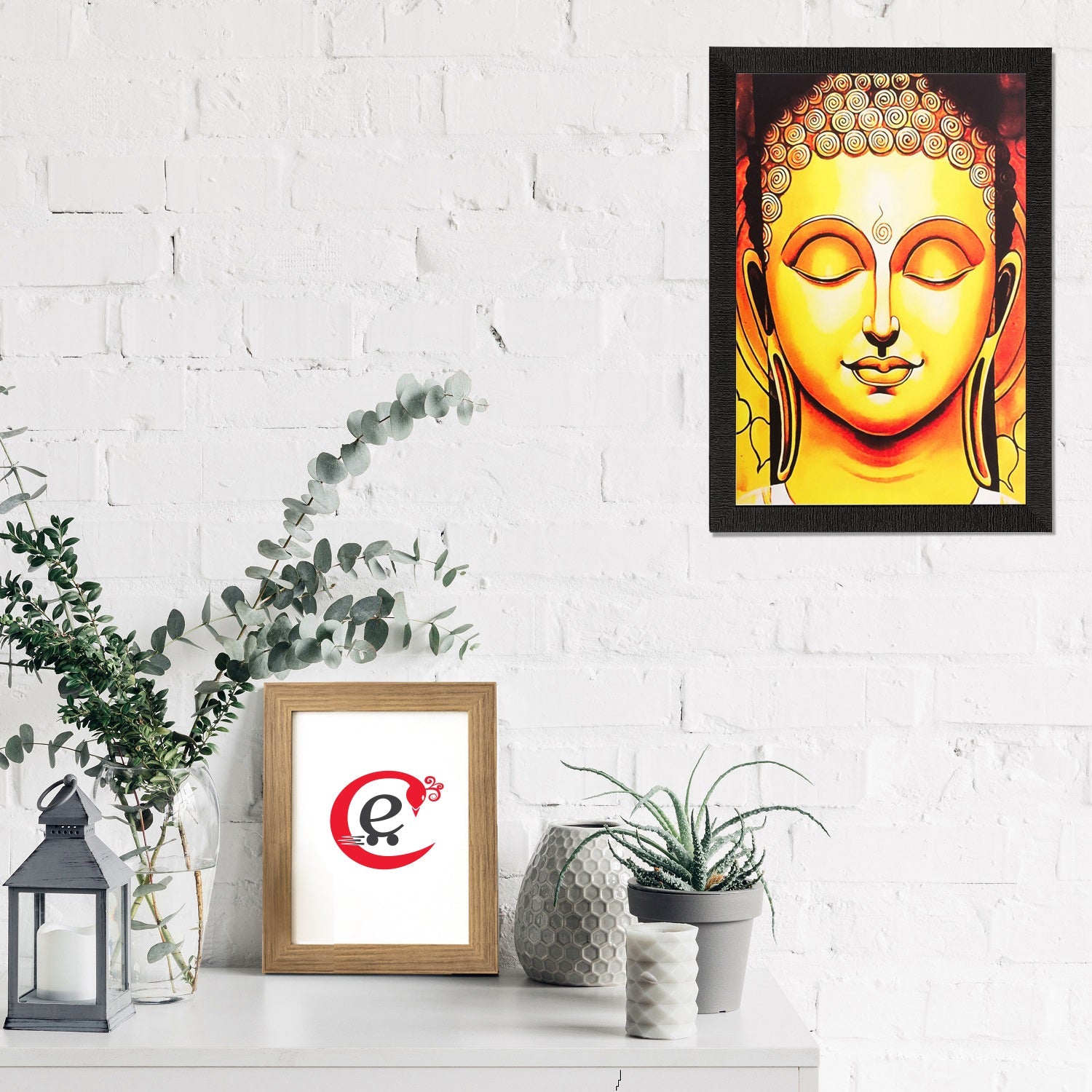 Meditating Buddha Face Painting Digital Printed Religious Wall Art Kafalo