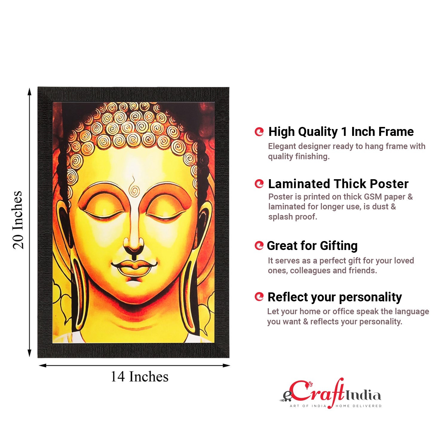 Meditating Buddha Face Painting Digital Printed Religious Wall Art Kafalo