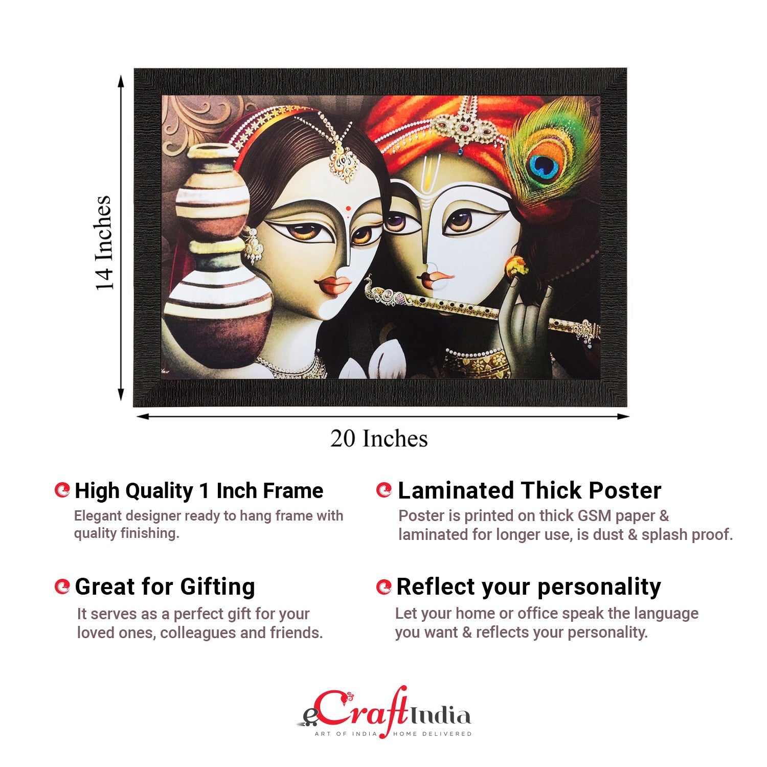 Radha Krishna Painting Digital Printed Religious Wall Art Kafalo