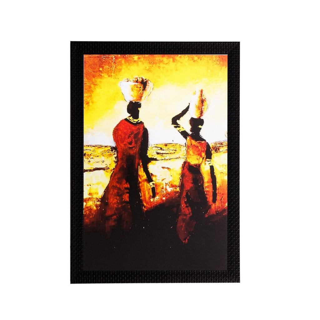 Walking Tribal Woman Matt Textured UV Art Painting Kafalo