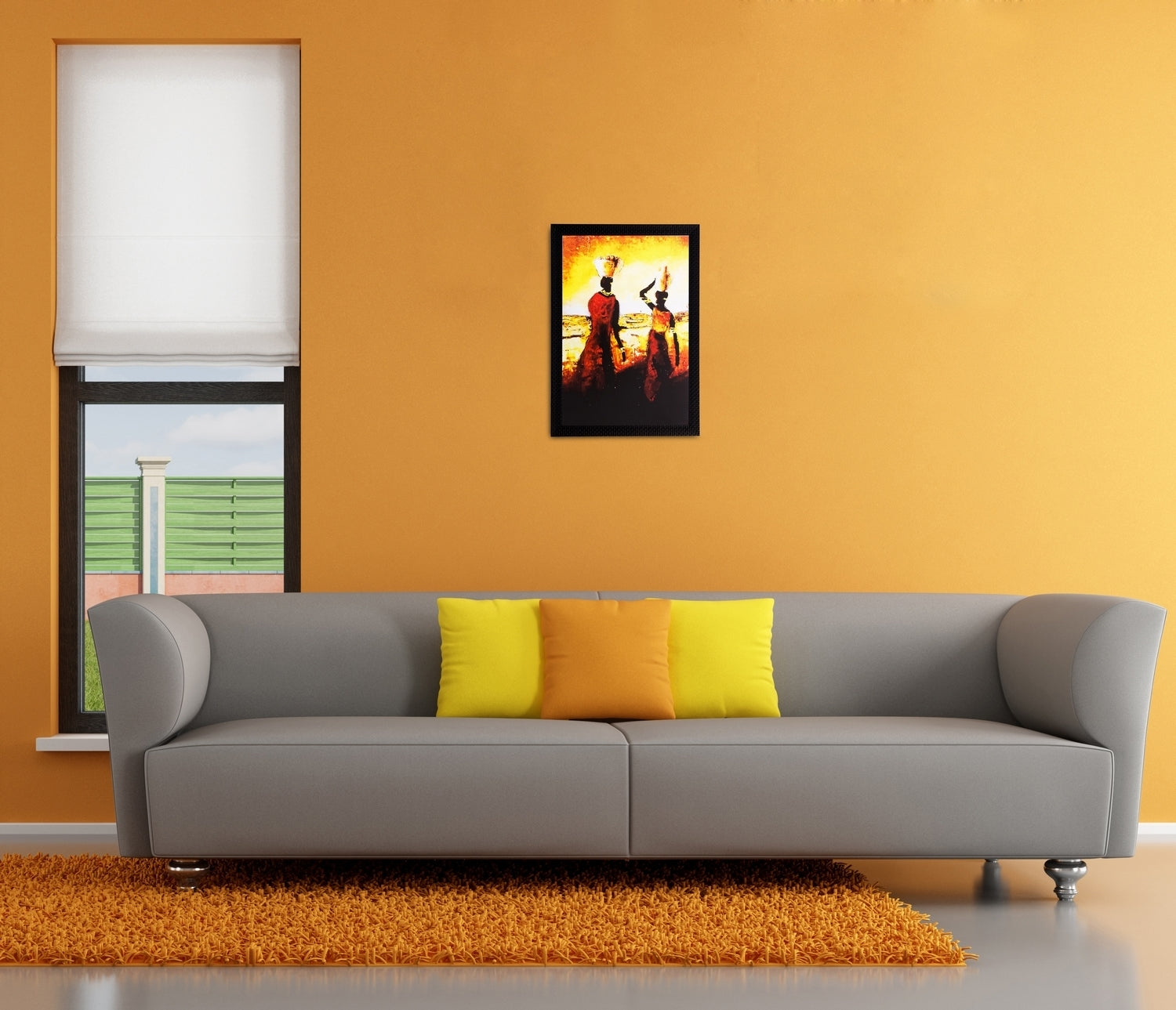 Walking Tribal Woman Matt Textured UV Art Painting Kafalo