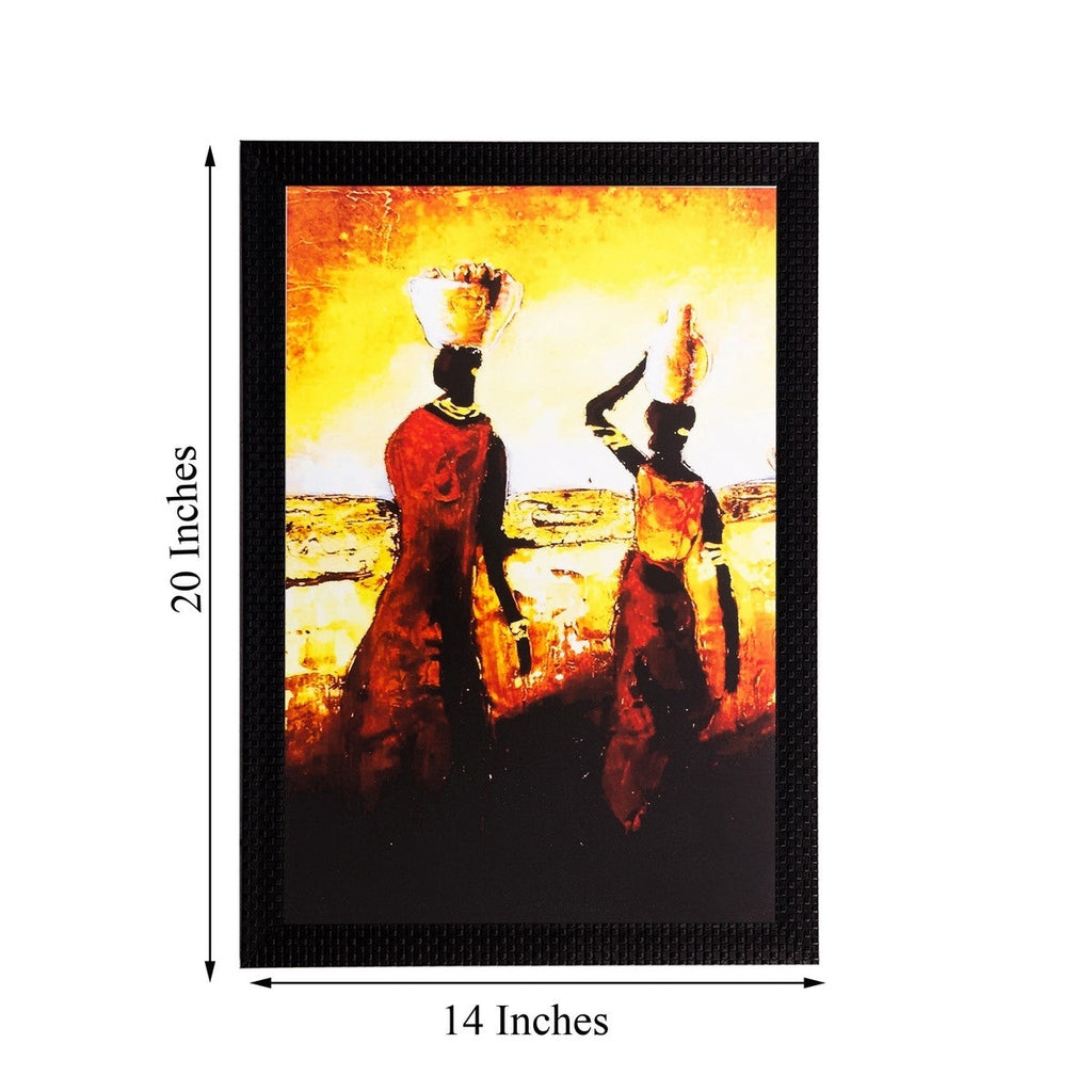 Walking Tribal Woman Matt Textured UV Art Painting Kafalo
