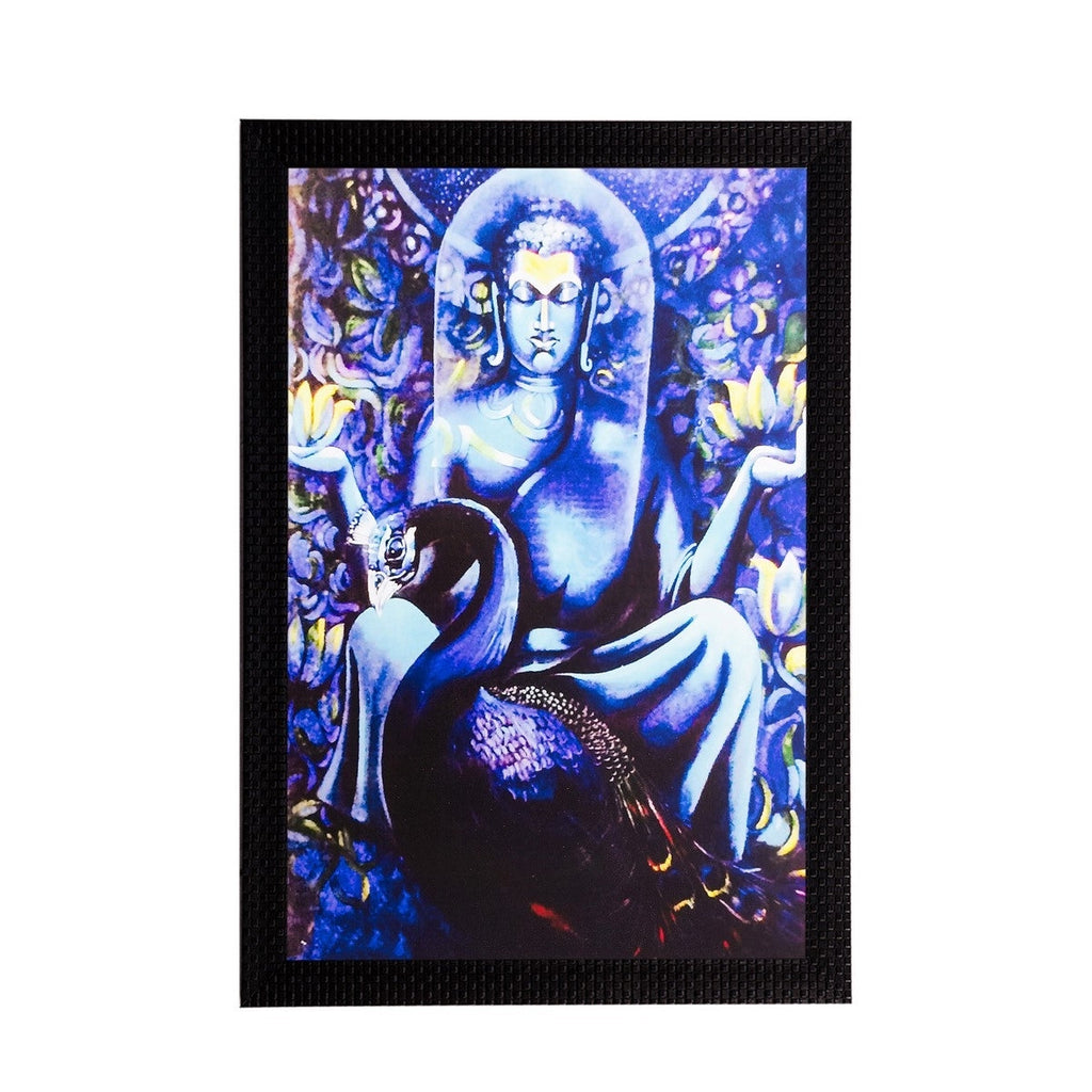 Bluish Lord Buddha Matt Textured UV Art Painting Kafalo