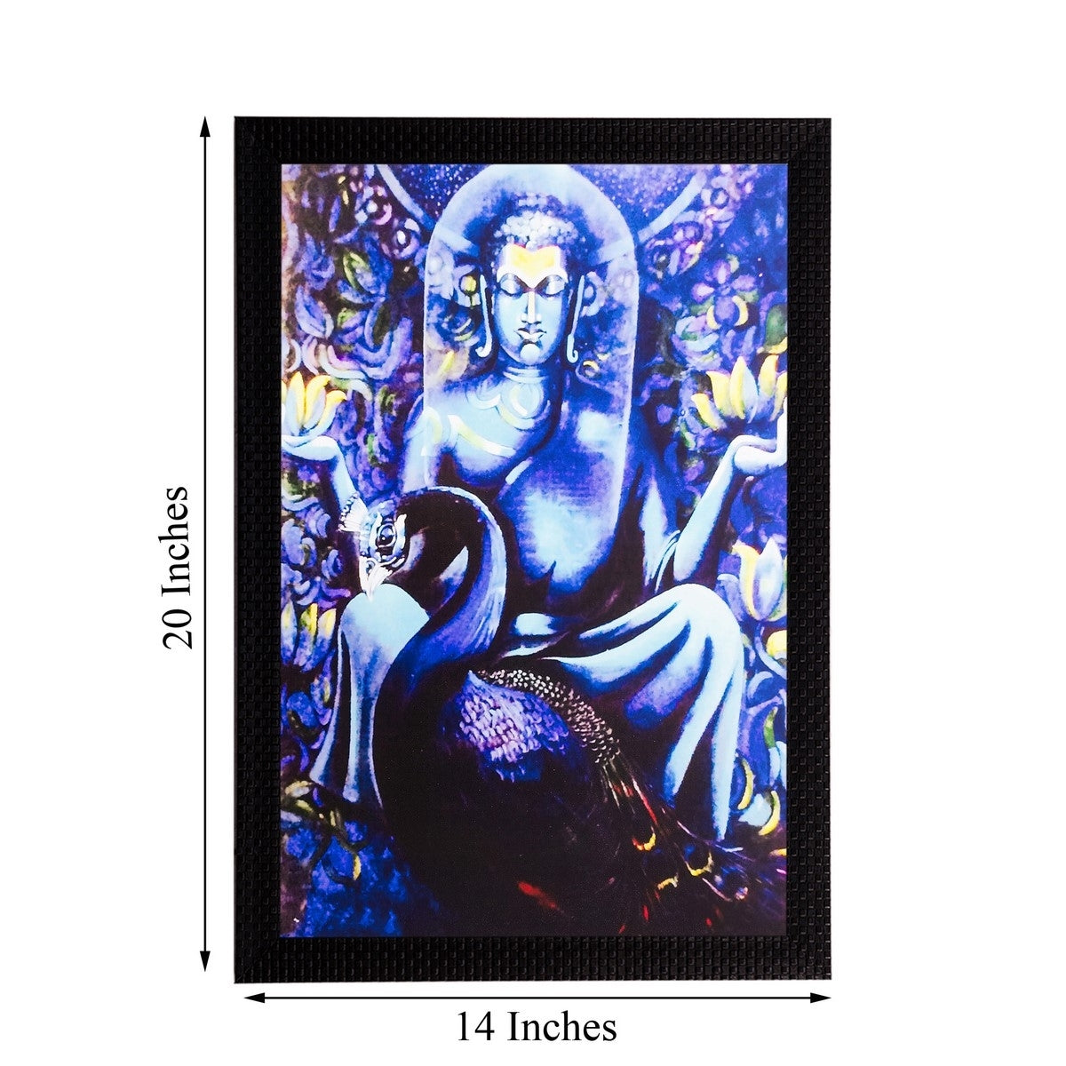 Bluish Lord Buddha Matt Textured UV Art Painting Kafalo
