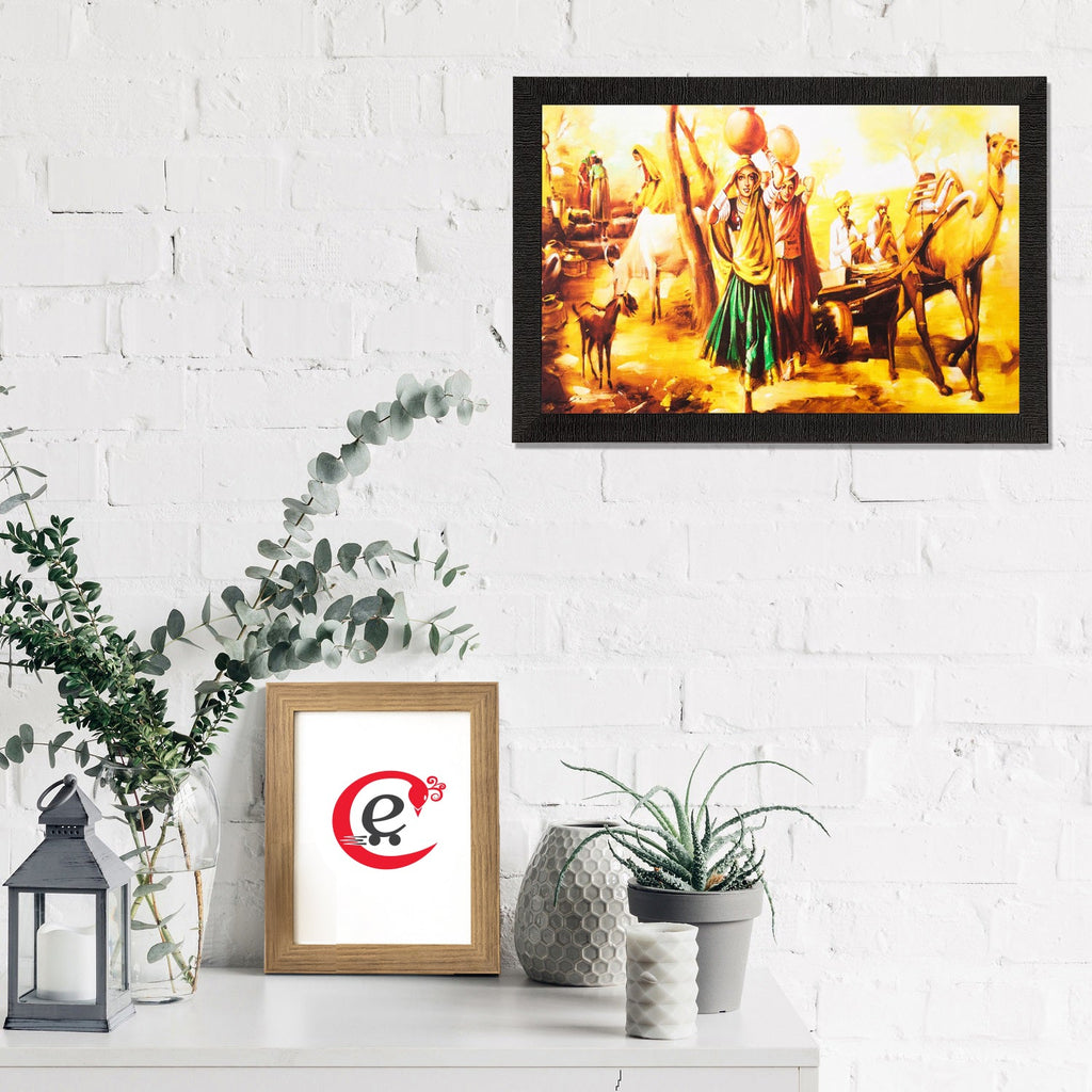 Village Ladies Matt Textured UV Art Painting Kafalo