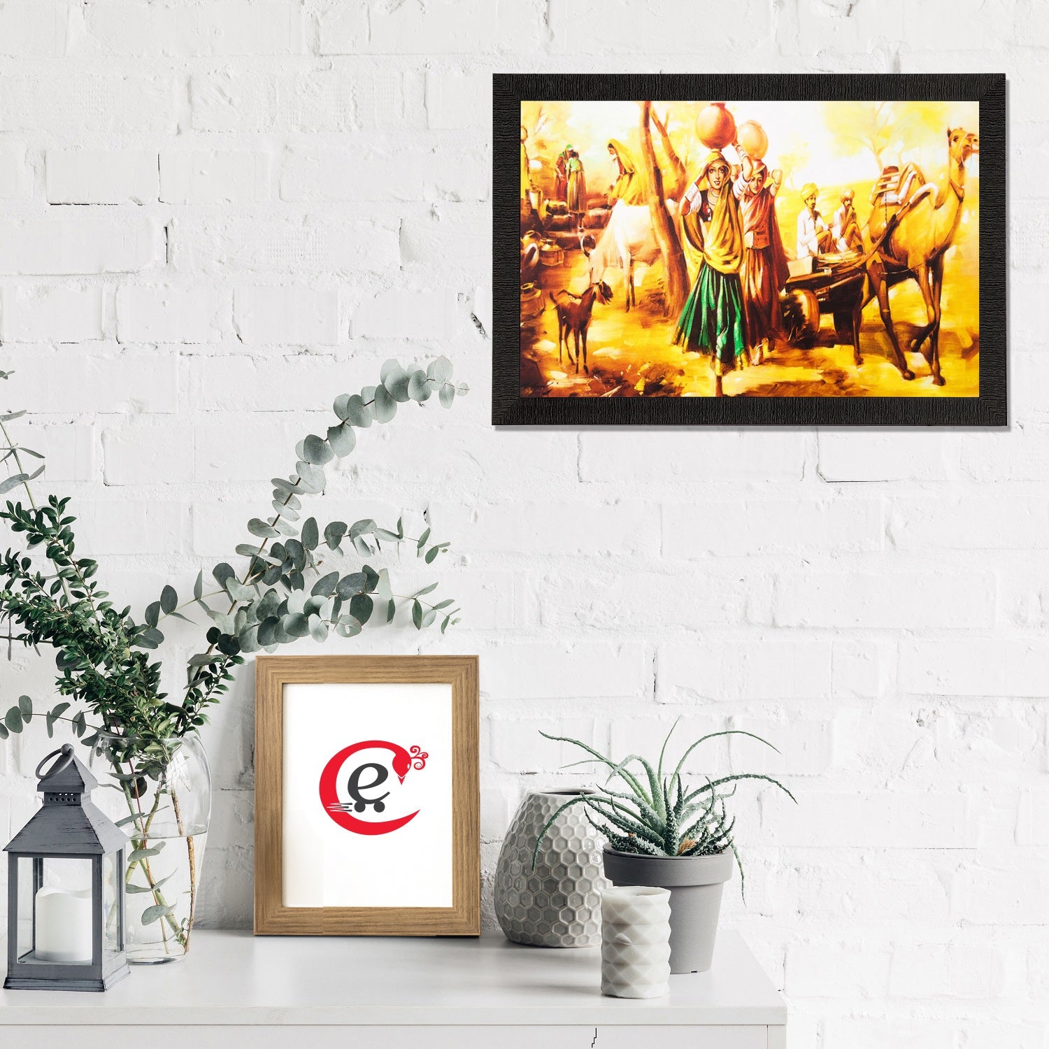 Village Ladies Matt Textured UV Art Painting Kafalo