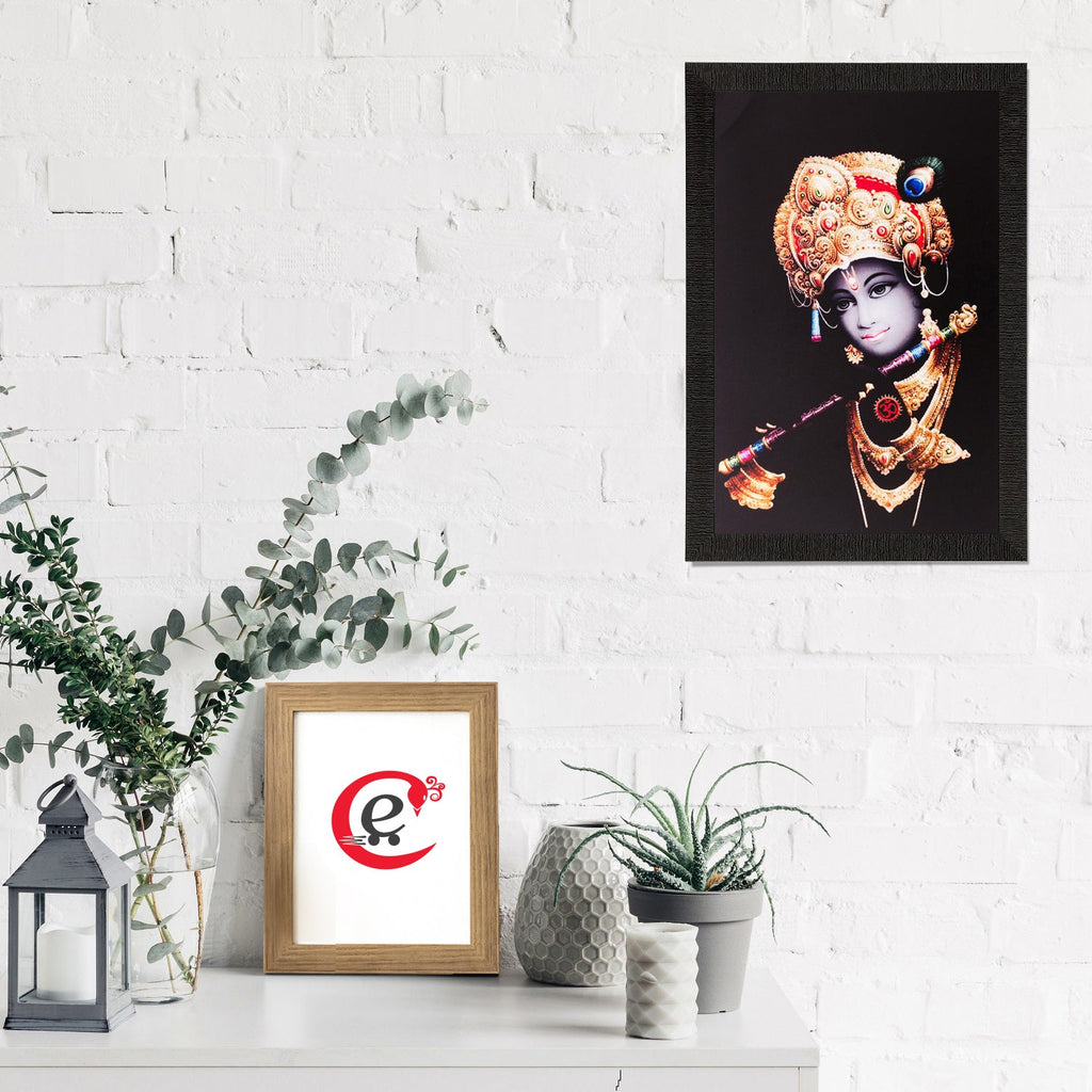 Lord Krishna Playing Flute Painting Digital Printed Religious Wall Art Kafalo