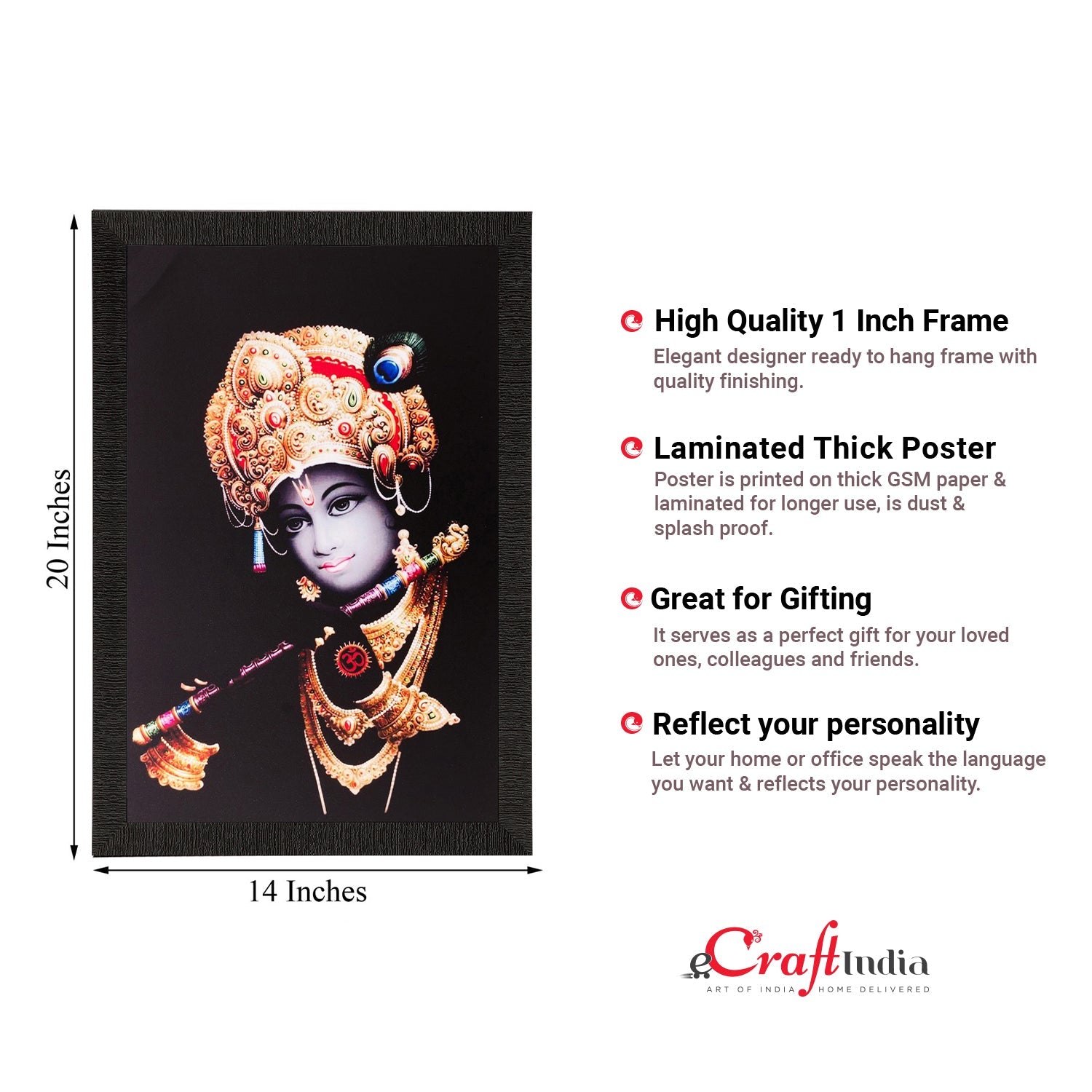 Lord Krishna Playing Flute Painting Digital Printed Religious Wall Art Kafalo