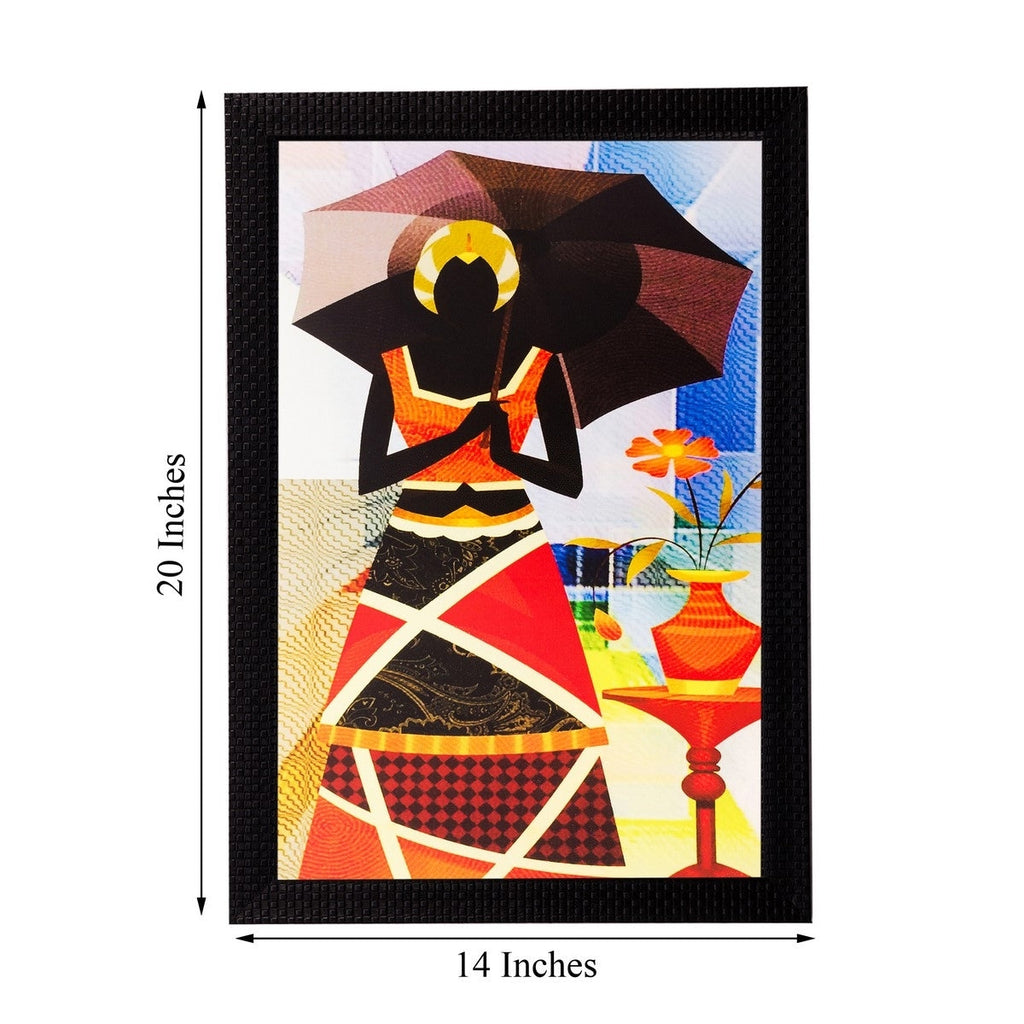 Abstract Lady with Umbrella Matt Textured UV Art Painting Kafalo