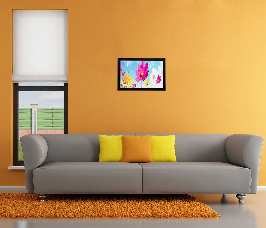 Pink Yellow Flowers Matt Textured UV Art Painting Kafalo