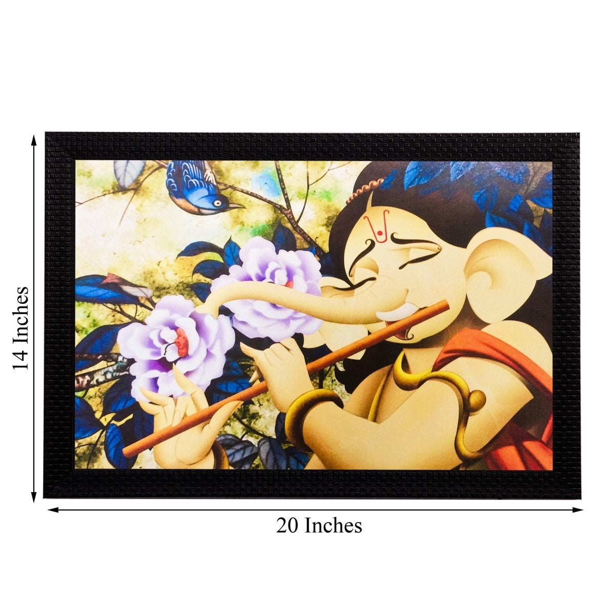 Lord Ganesha playing Flute Matt Textured UV Art Painting Kafalo