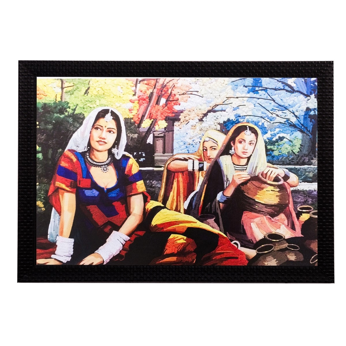 Village Woman Still View Matt Textured UV Art Painting Kafalo
