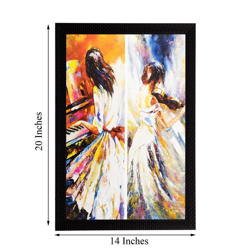 Girl Playing Piano Matt Textured UV Art Painting Kafalo