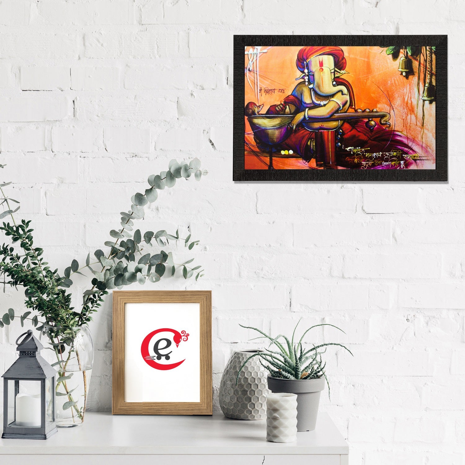 Lord Ganesha Playing Sitar Matt Textured UV Art Painting Kafalo
