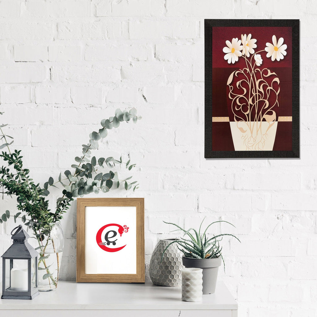 Botanical Pot and Flower Matt Textured UV Art Painting Kafalo