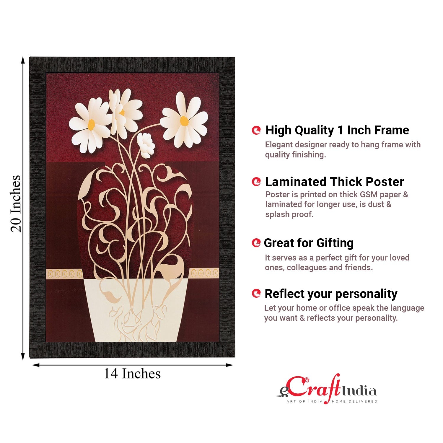 Botanical Pot and Flower Matt Textured UV Art Painting Kafalo