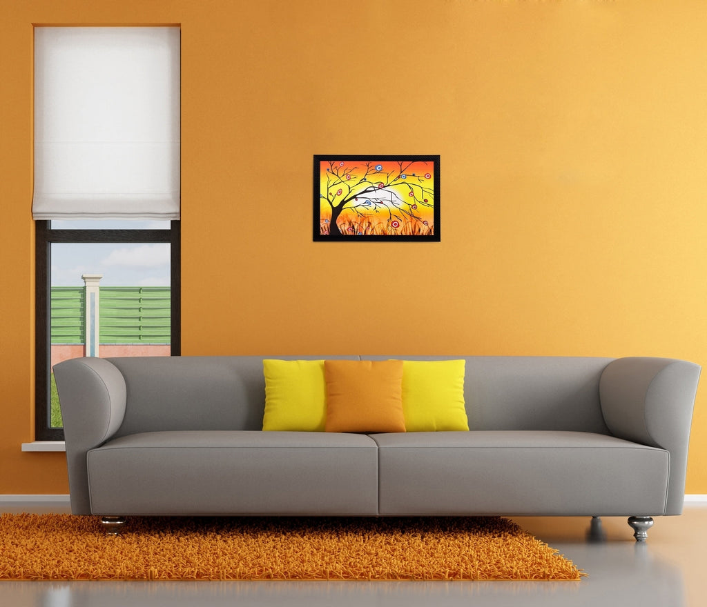 Abstract Tree and Leaves Matt Textured UV Art Painting Kafalo