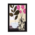 Botanical Black & Pink Flower Matt Textured UV Art Painting Kafalo