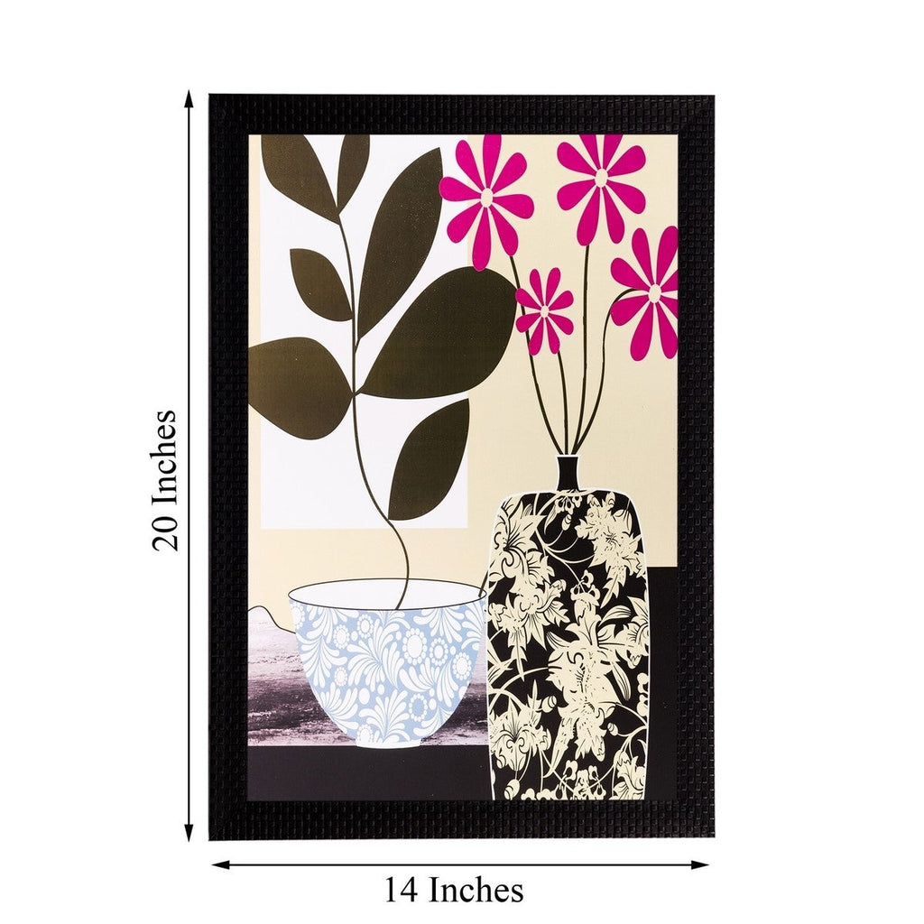 Botanical Black & Pink Flower Matt Textured UV Art Painting Kafalo