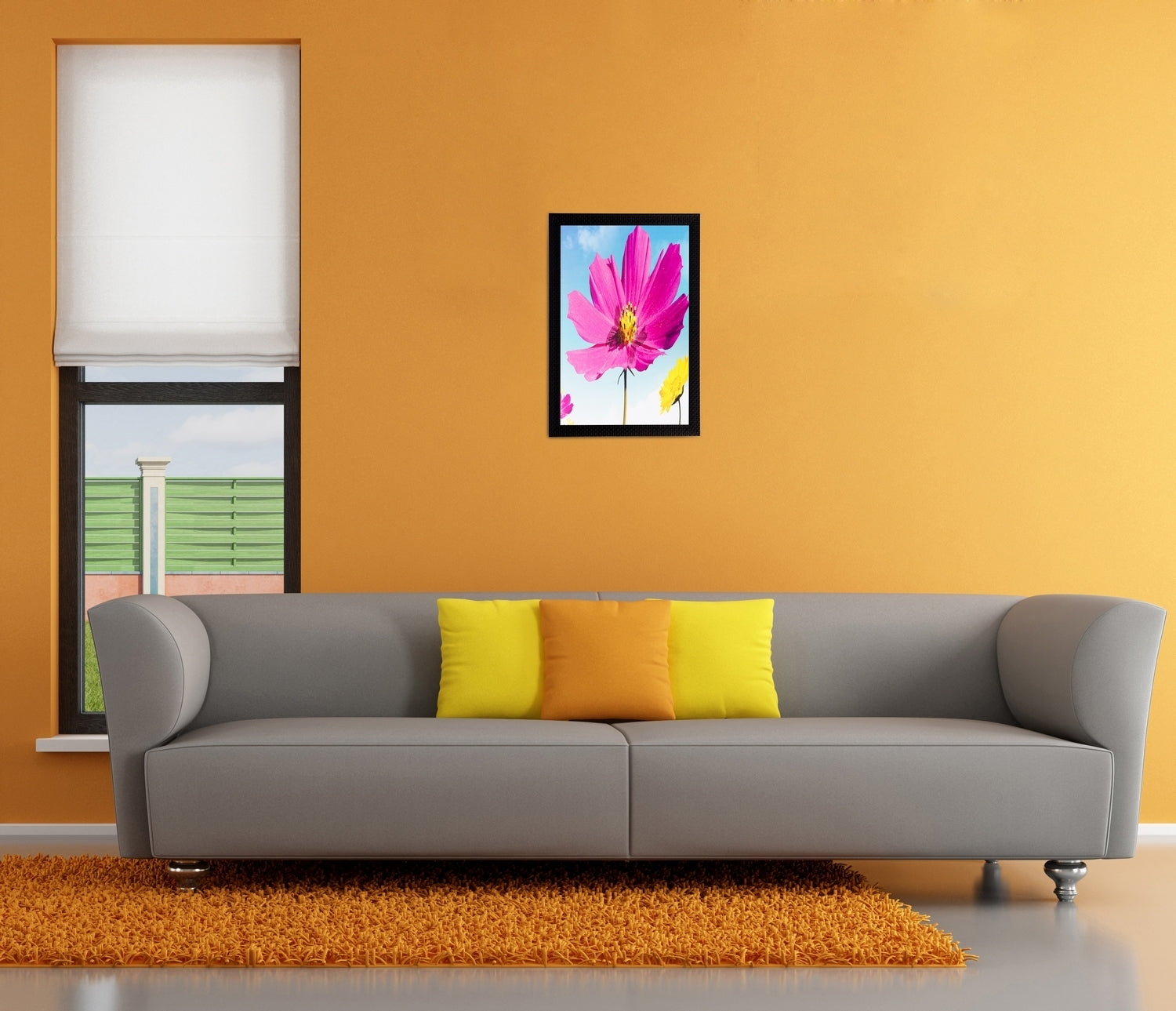 Pink & Yellow Flower Matt Textured UV Art Painting Kafalo