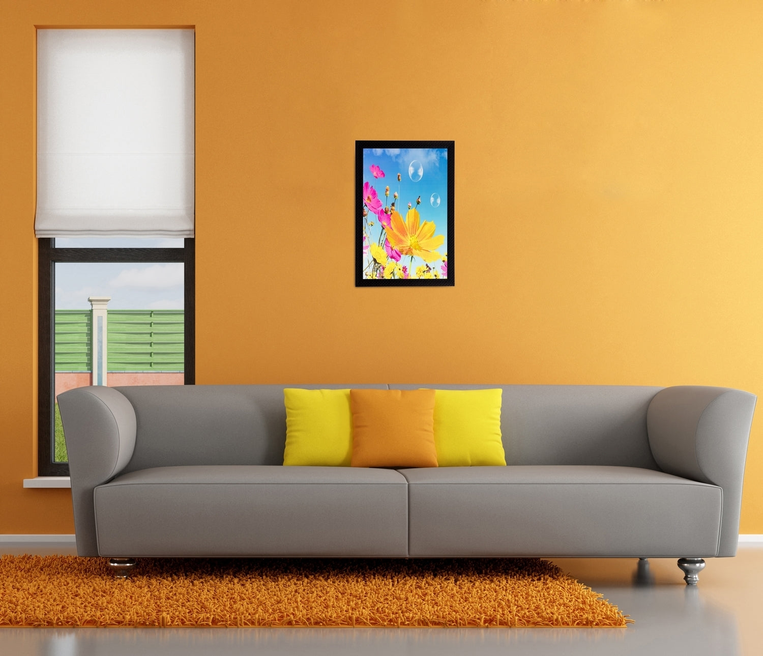 Pink & Yellow Flower Matt Textured UV Art Painting Kafalo