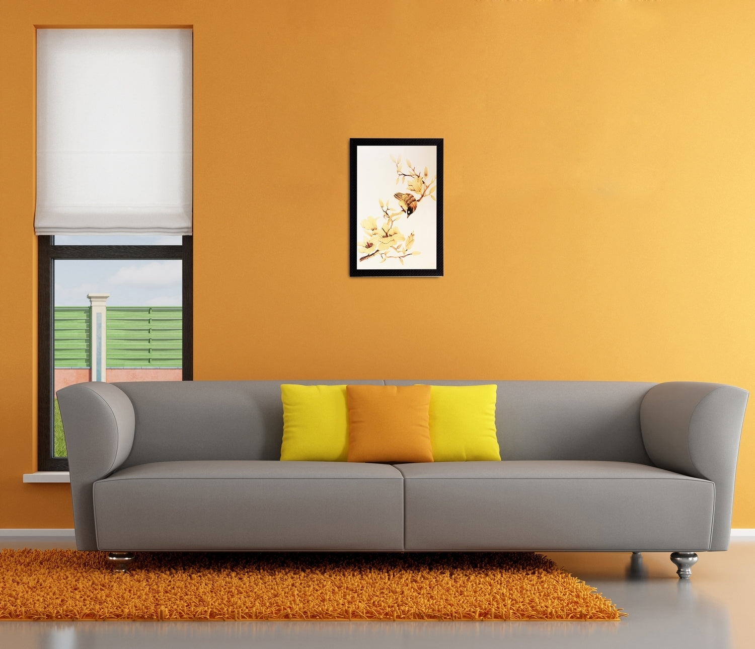 Yellow Dry Leaves Matt Textured UV Art Painting Kafalo