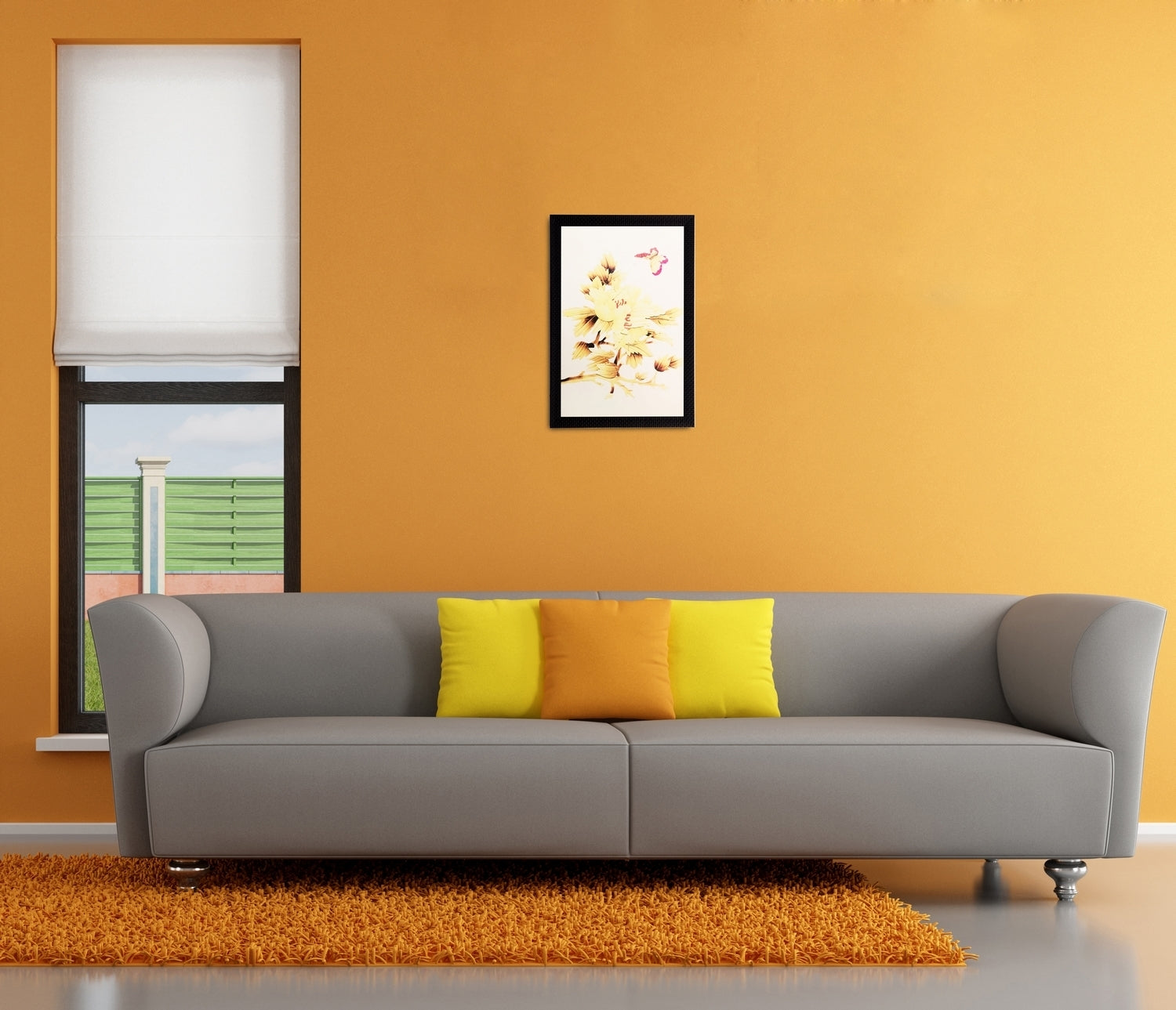 Yellow Dry Leaves Matt Textured UV Art Painting Kafalo