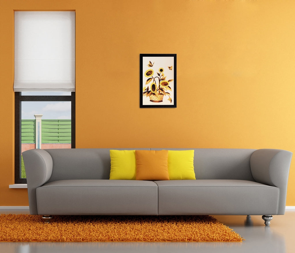 Yellow Dry Floral Matt Textured UV Art Painting Kafalo