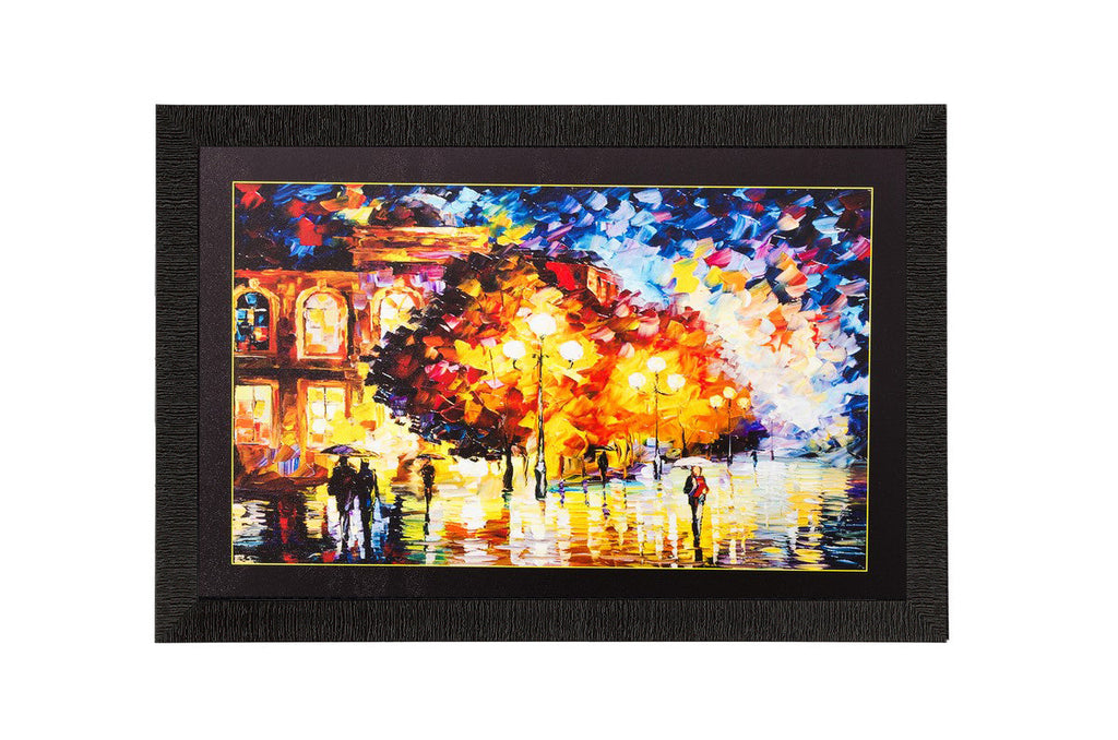 Colorful City Life View Matt Textured UV Art Painting Kafalo