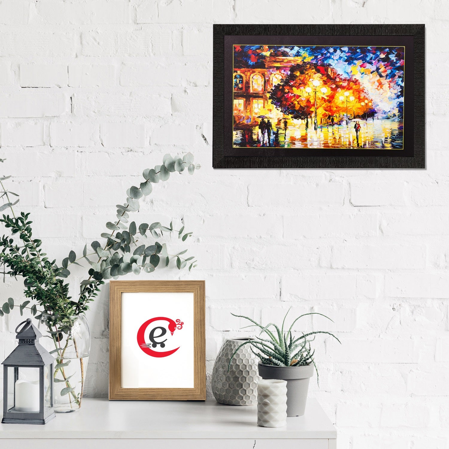 Colorful City Life View Matt Textured UV Art Painting Kafalo