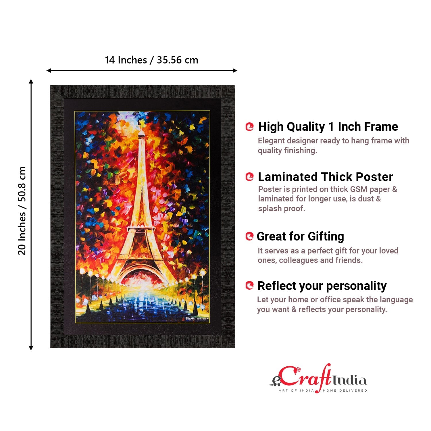 Beautiful Eiffel Tower Matt Textured UV Art Painting Kafalo