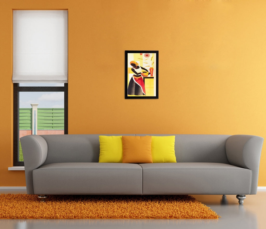 Woman with Pot Matt Textured UV Art Painting Kafalo