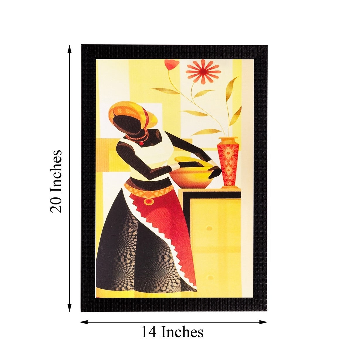 Woman with Pot Matt Textured UV Art Painting Kafalo
