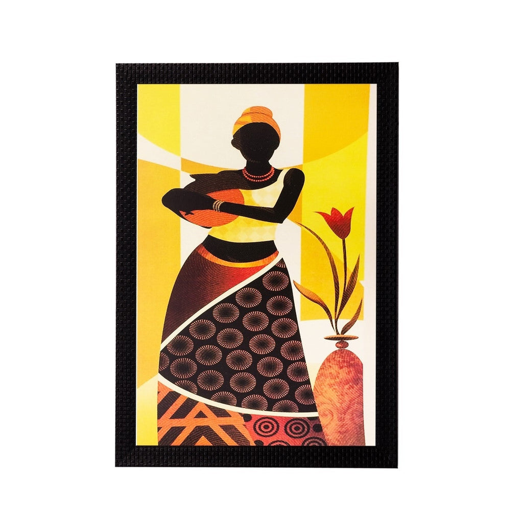 Woman with Pot Matt Textured UV Art Painting Kafalo