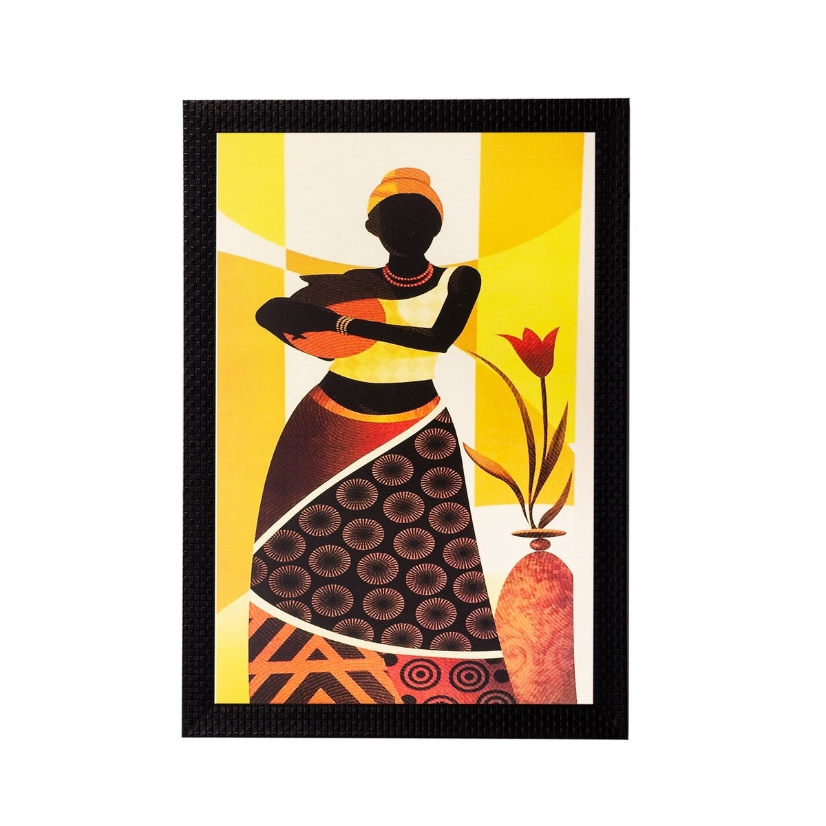 Woman with Pot Matt Textured UV Art Painting Kafalo