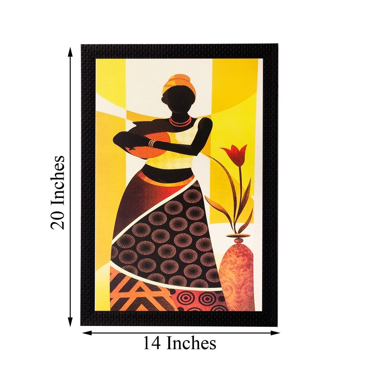 Woman with Pot Matt Textured UV Art Painting Kafalo