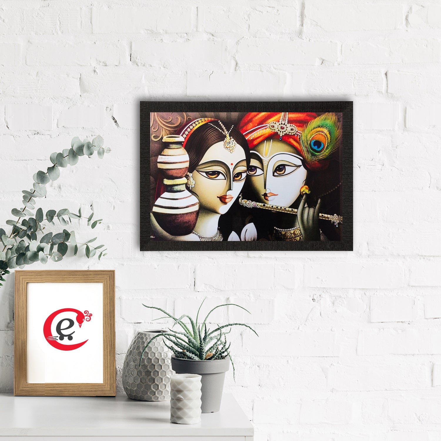 Radha Krishna Painting Digital Printed Religious Wall Art Kafalo