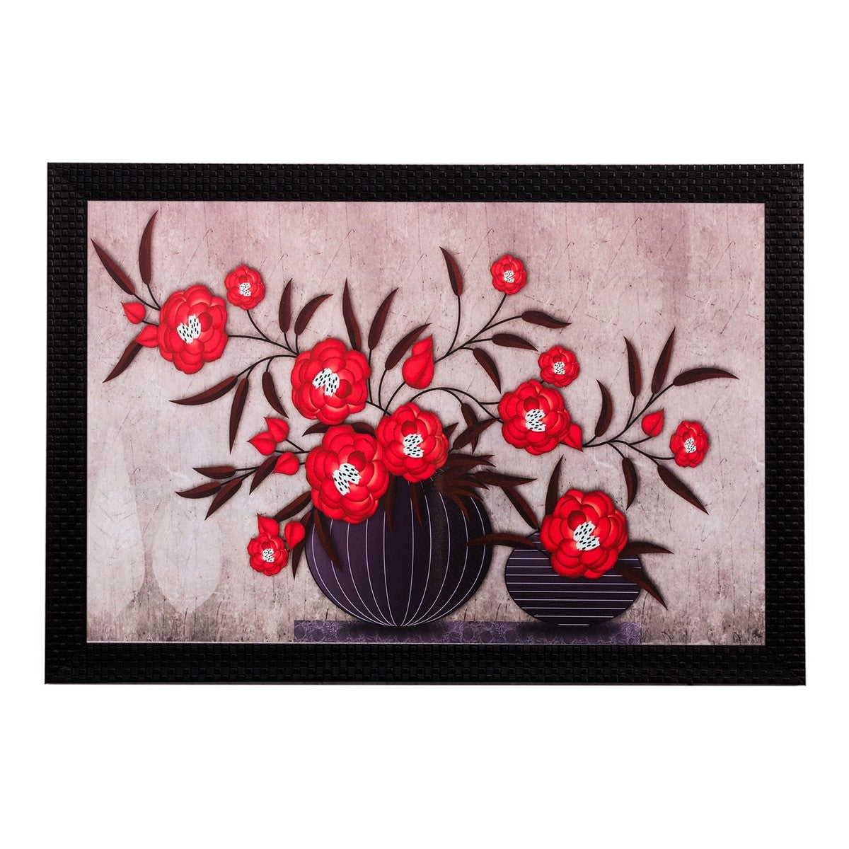 Red Floral Matt Textured UV Art Painting Kafalo