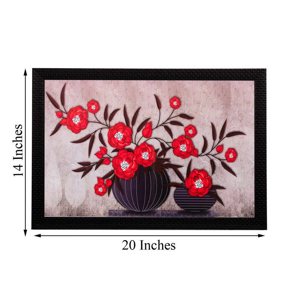 Red Floral Matt Textured UV Art Painting Kafalo