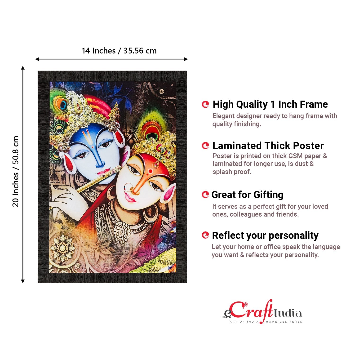 Radha Krishna Painting Digital Printed Religious Wall Art Kafalo
