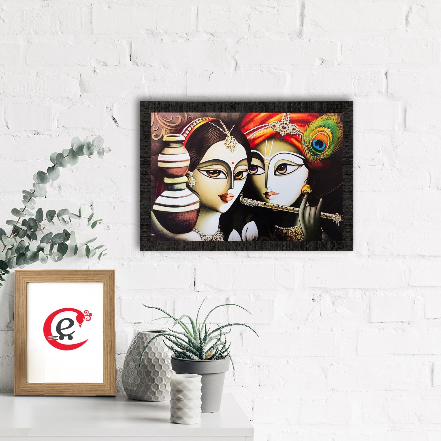 Radha Krishna Painting Digital Printed Religious Wall Art Kafalo