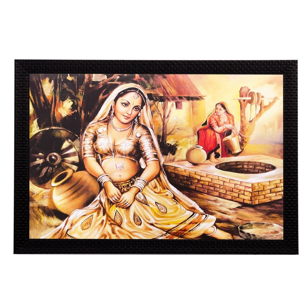Village Women Near Well Matt Textured UV Art Painting Kafalo